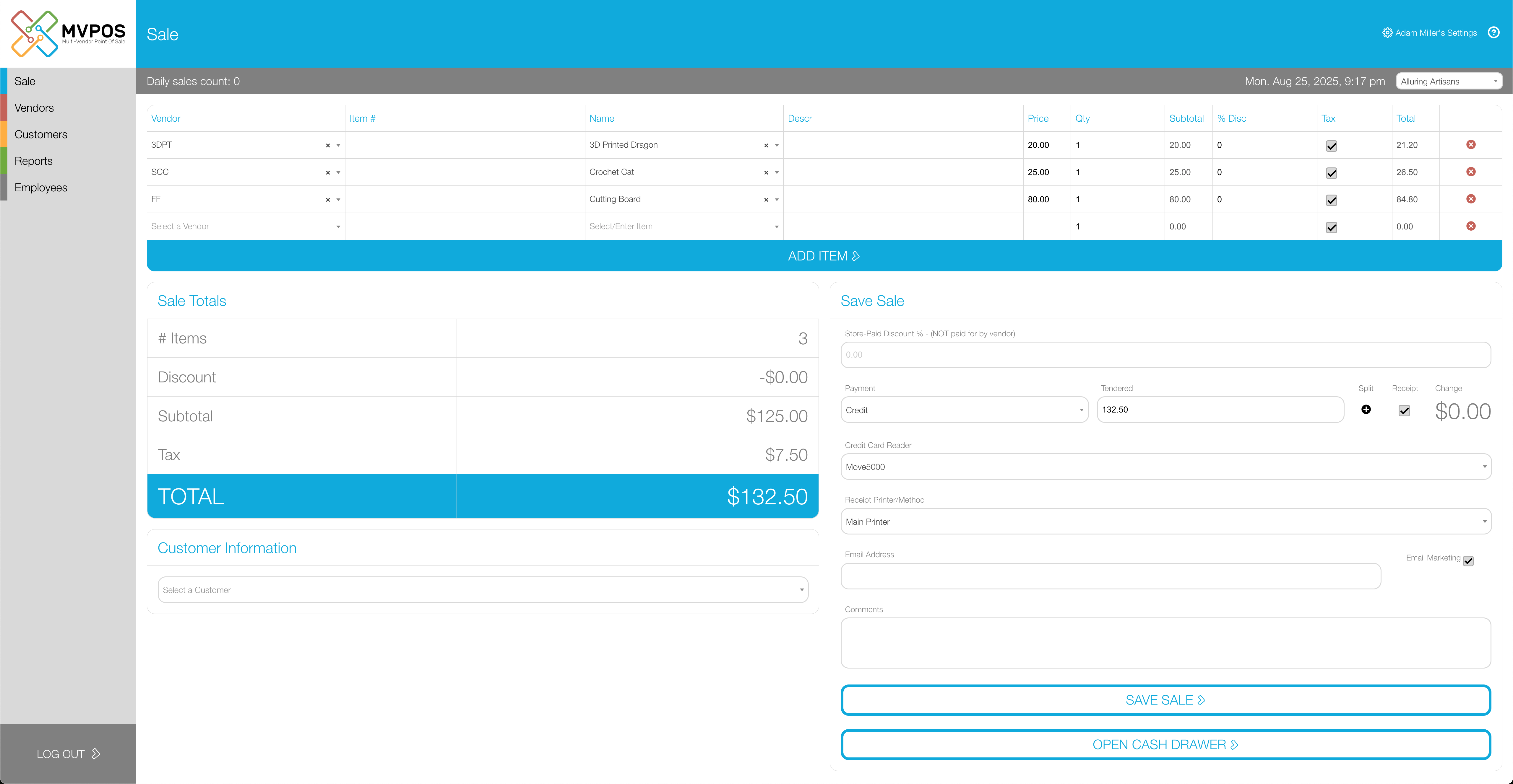 MVPOS Sale Screen